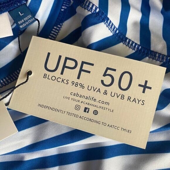 Cabana Life Women’s Striped UPF 50+ Long Sleeve Shirt swim pool sports Large New - Picture 9 of 16